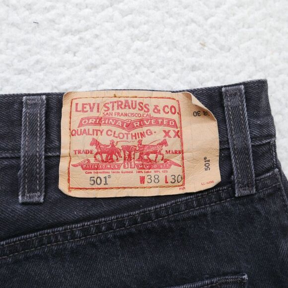 Vtg Levi's 501-0660 Jeans Mens 36x30 Y2K 2000s Black Button Fly Straight Leg - Picture 7 of 16